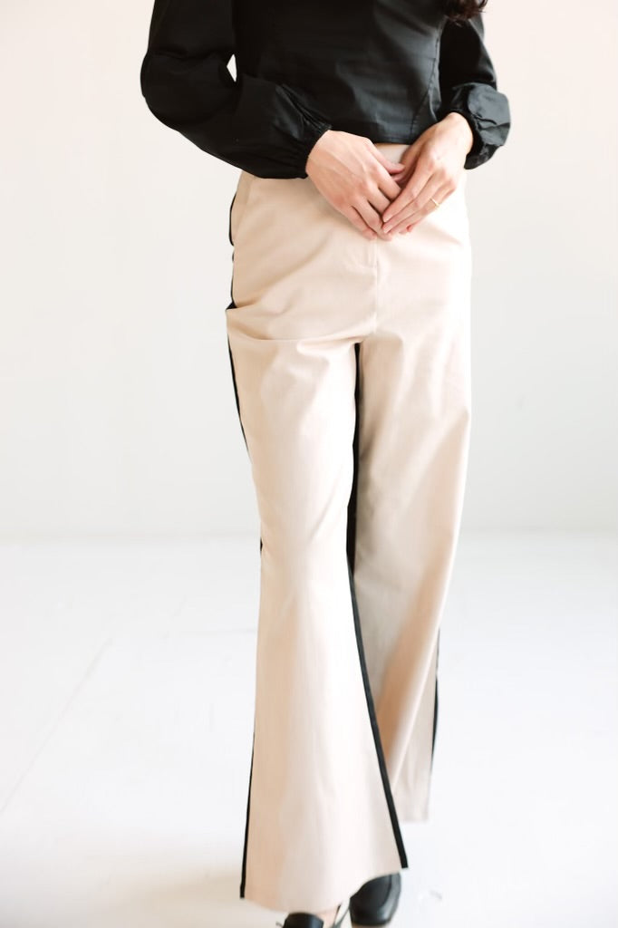 Contrast Stripe Wide-Leg Trousers