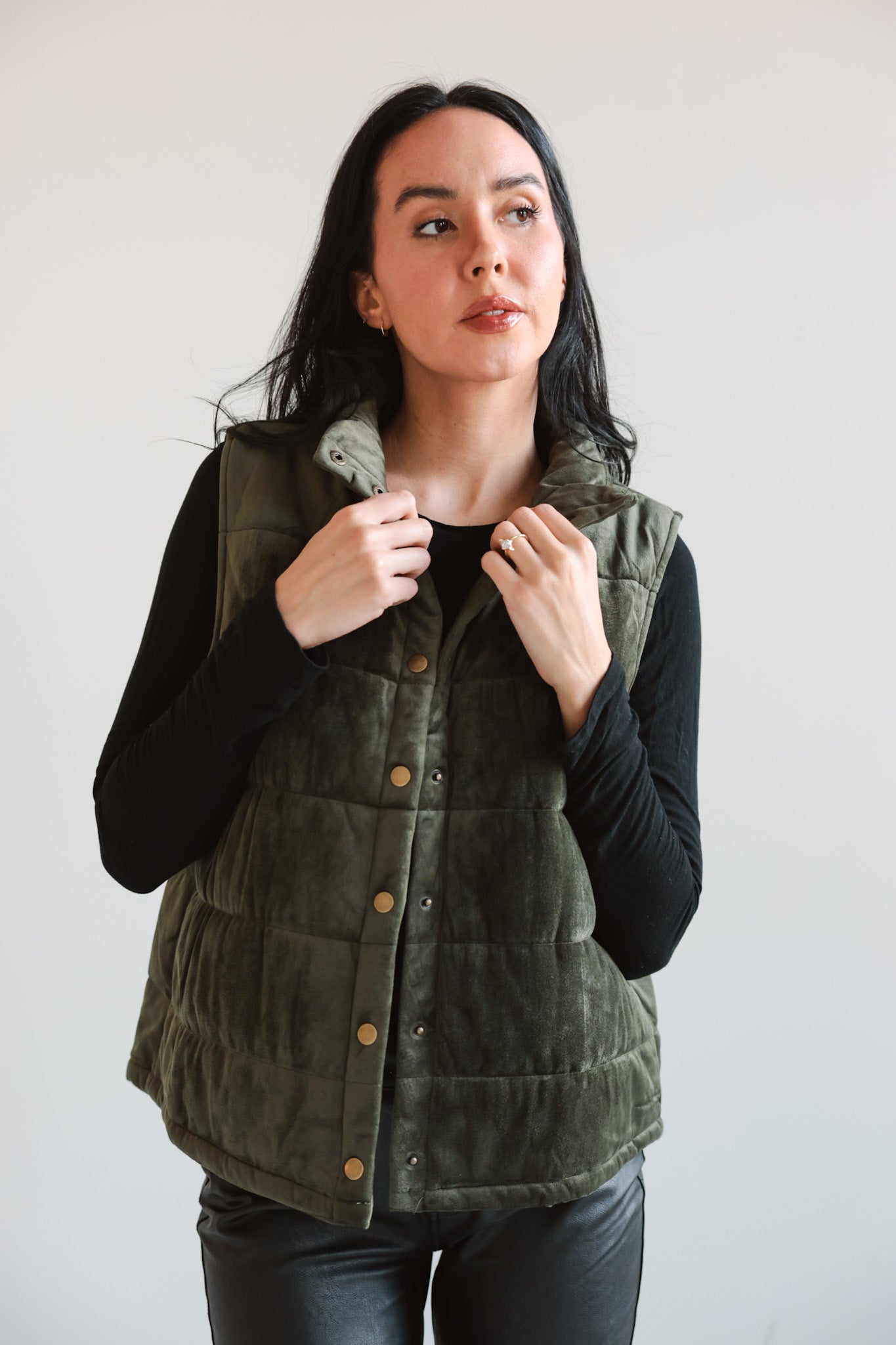 Quilted Olive Velvet Vest