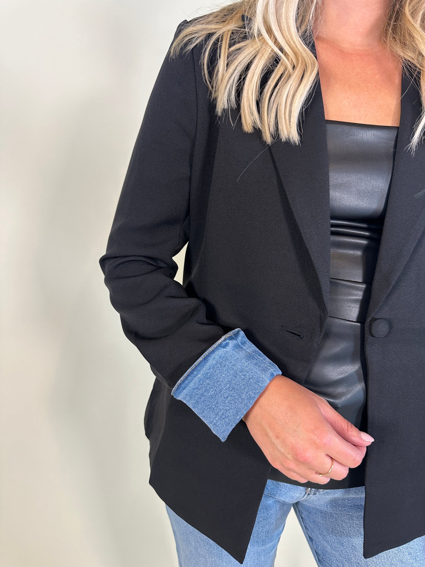 Denim Cuff Detail Blazer