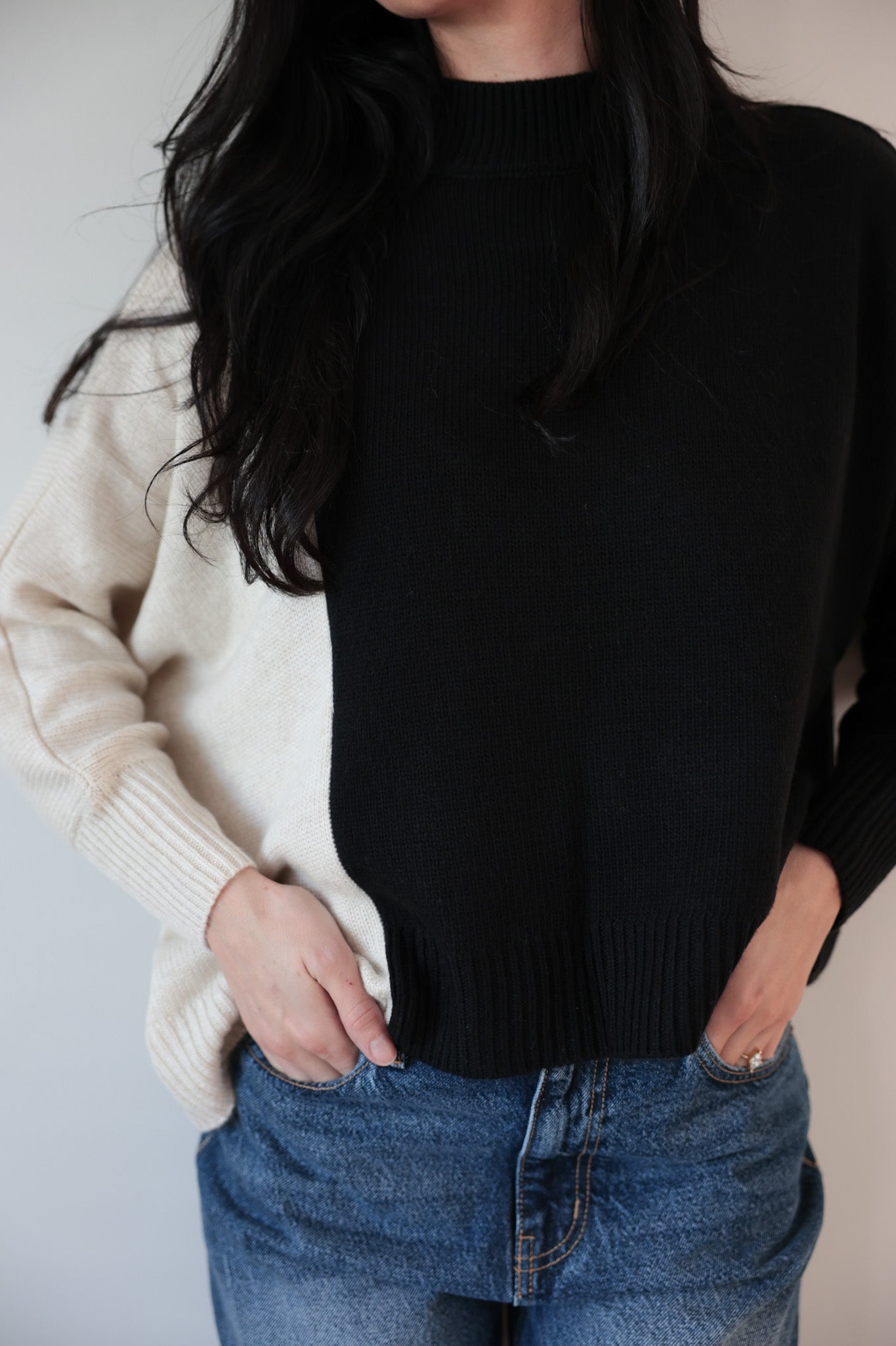 Two-Tone Contrast Sweater