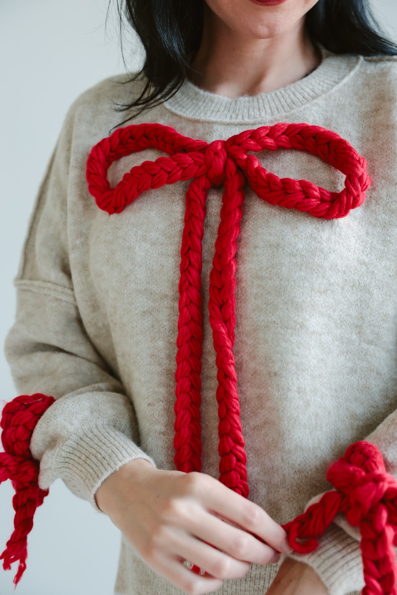 Festive Bow-Accent Sweater