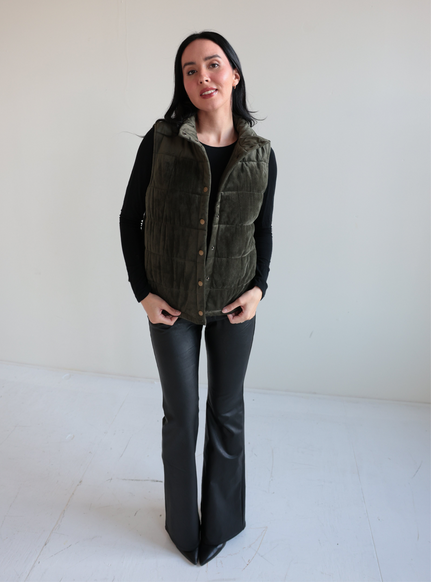 Quilted Olive Velvet Vest