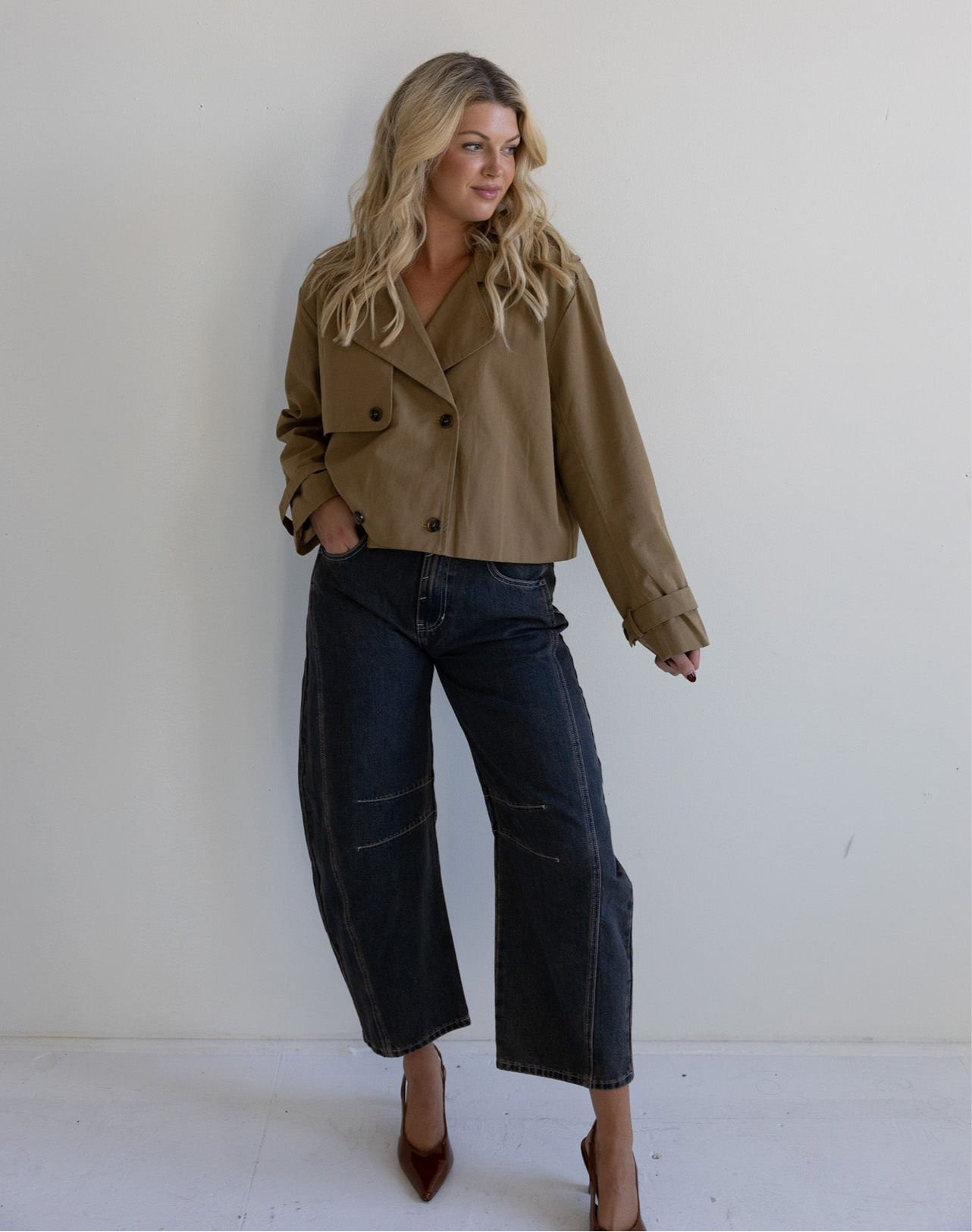 Cropped Double-Breasted Trench