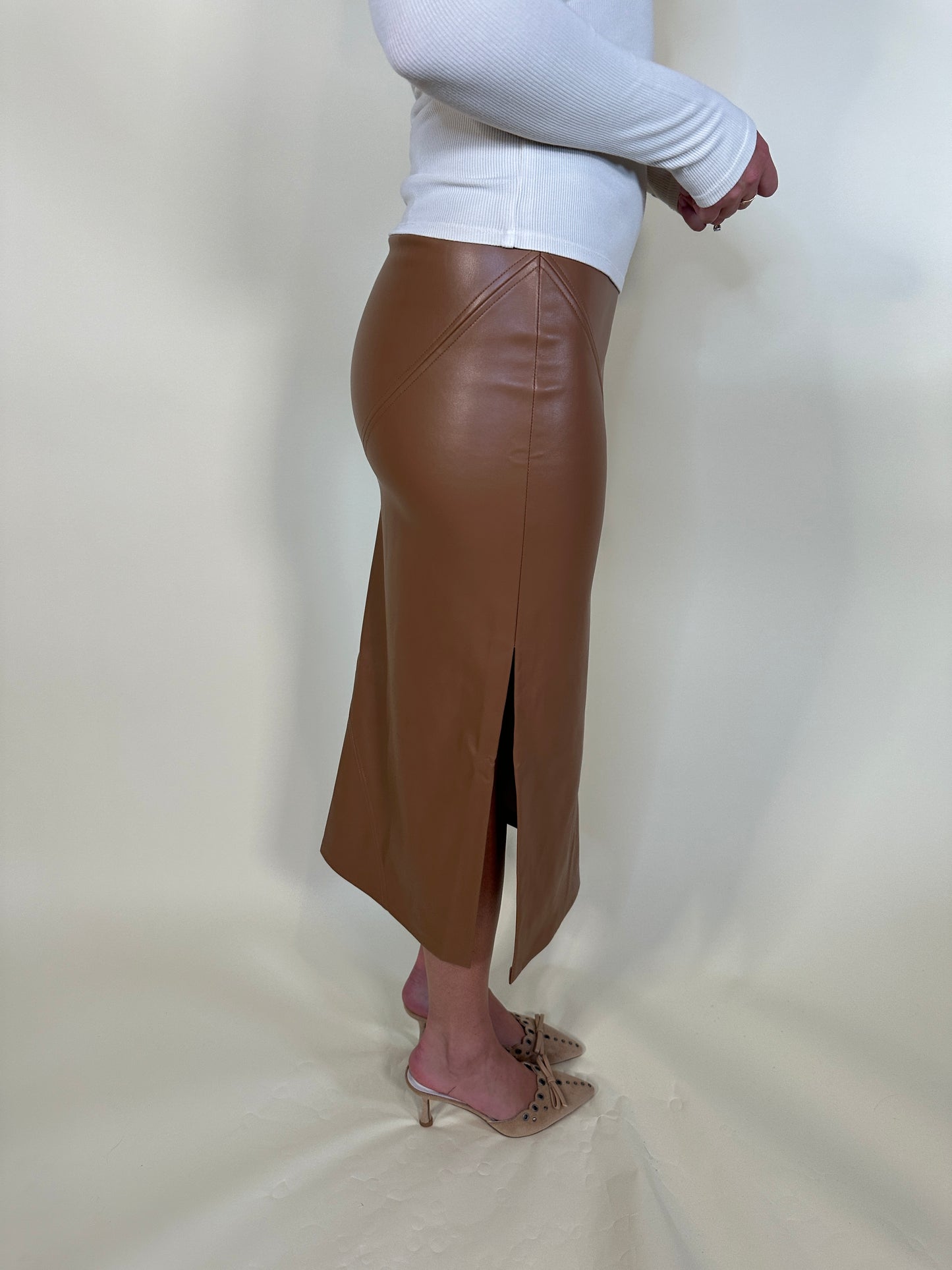 The Luxe Faux Leather Midi Skirt