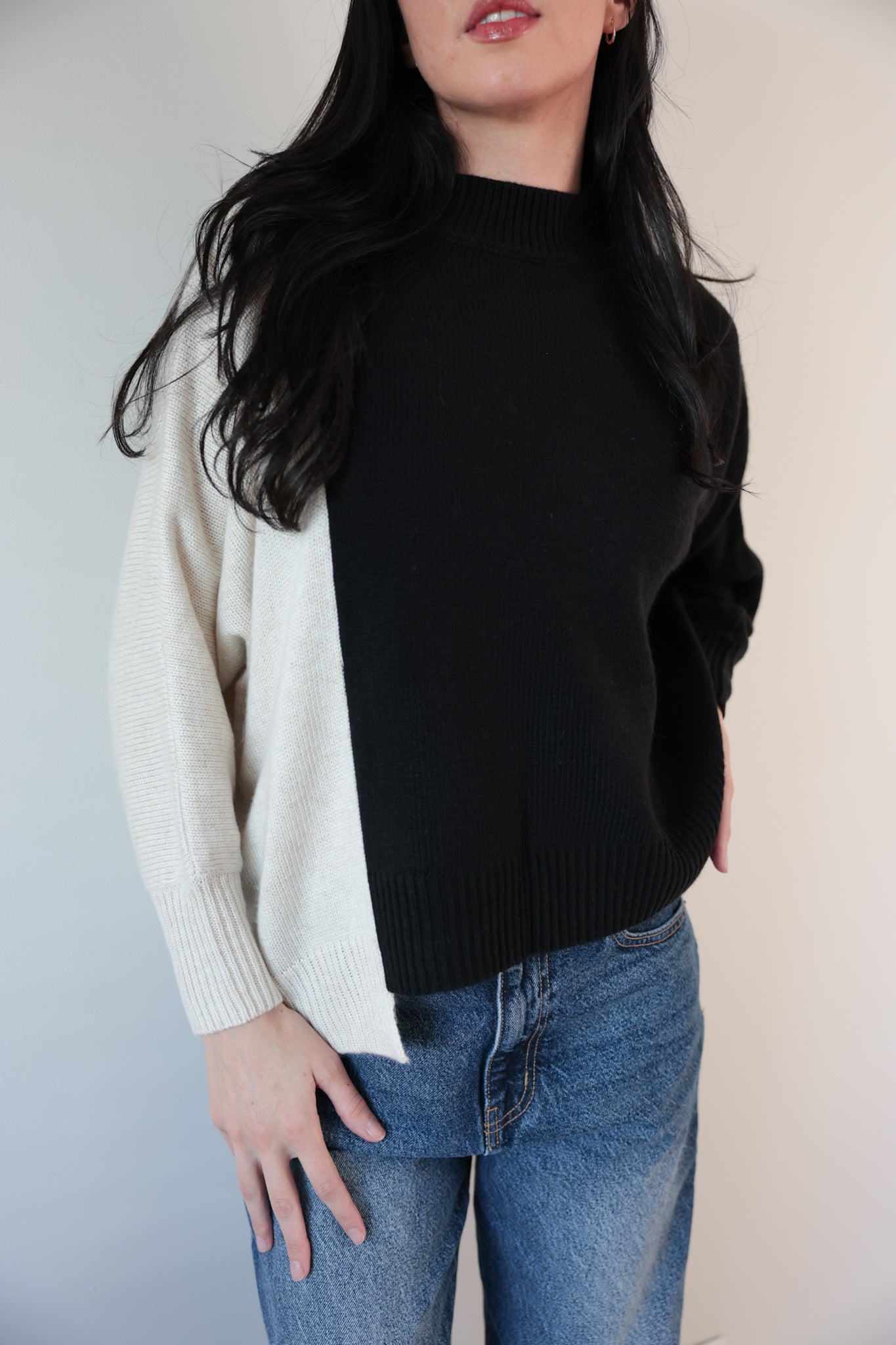 Two-Tone Contrast Sweater