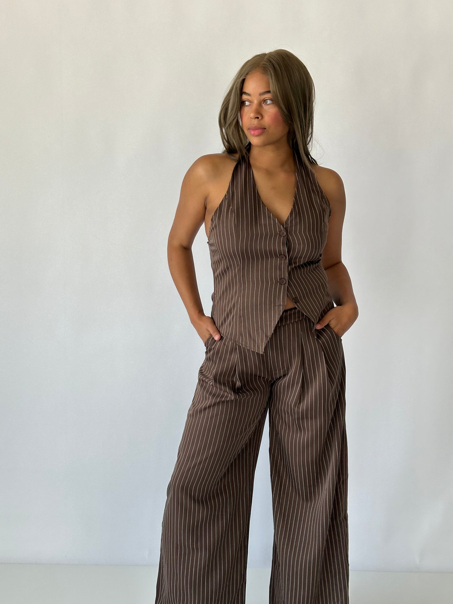 Pinstripe Halter Vest