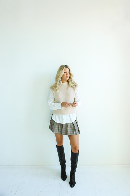 Pleated Plaid Mini Skirt