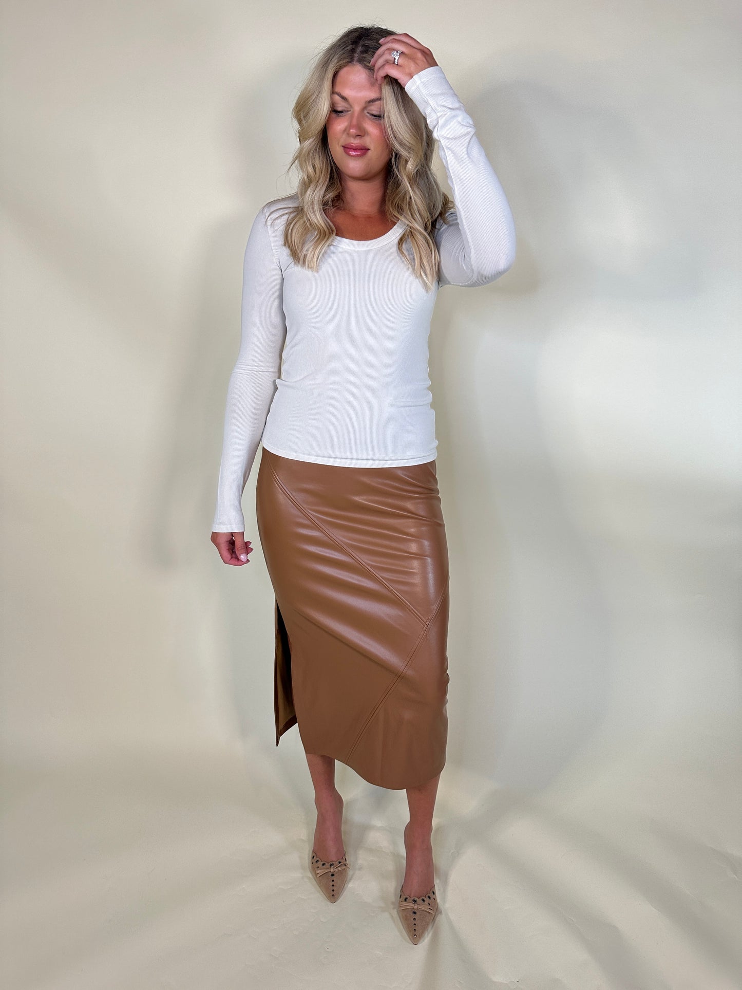 The Luxe Faux Leather Midi Skirt