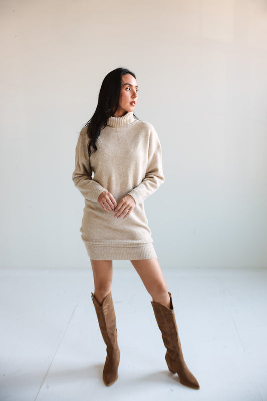 Cozy Knit Turtleneck Sweater Dress