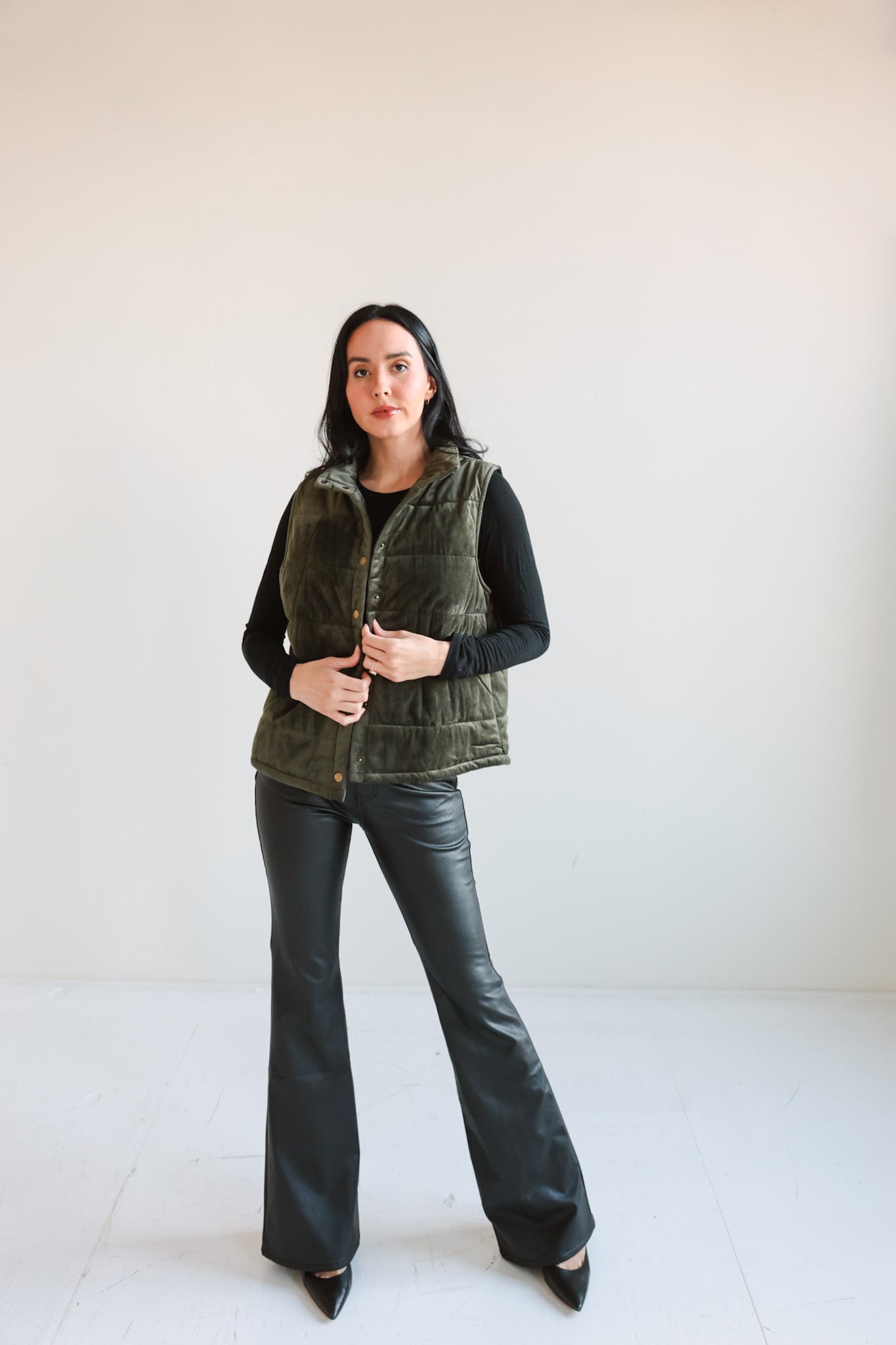 Quilted Olive Velvet Vest