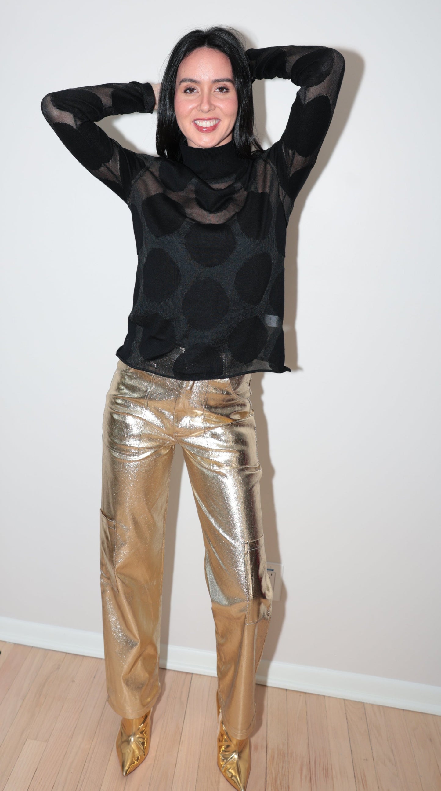 Golden Hour Metallic Straight-Leg Pants