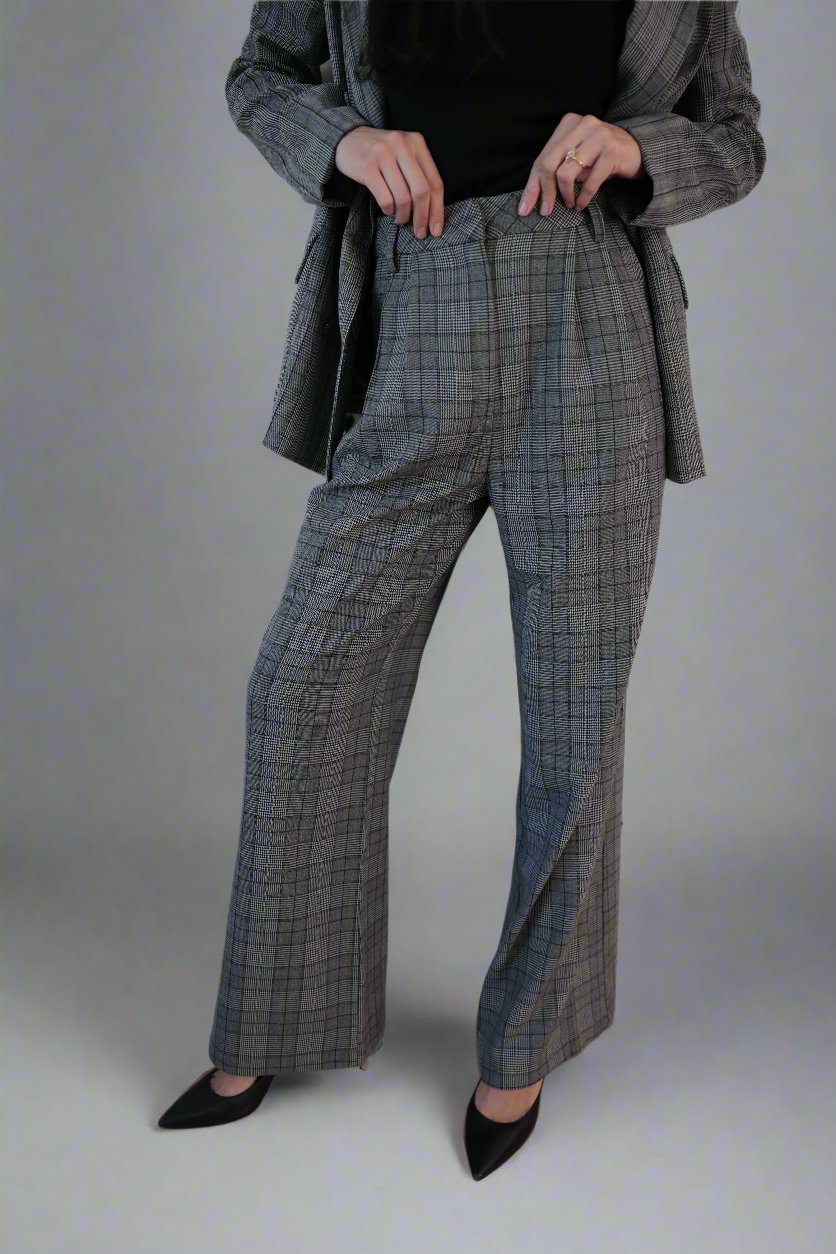 Tailored Plaid Wide-Leg Trousers