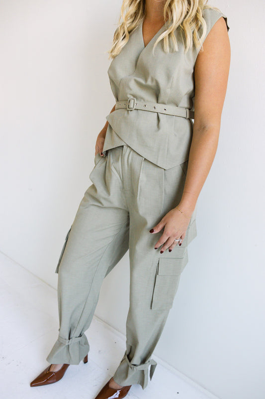 Cargo-Style High-Waisted Pants