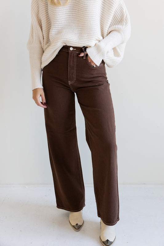 Walnut High-Waisted Straight-Leg Jeans