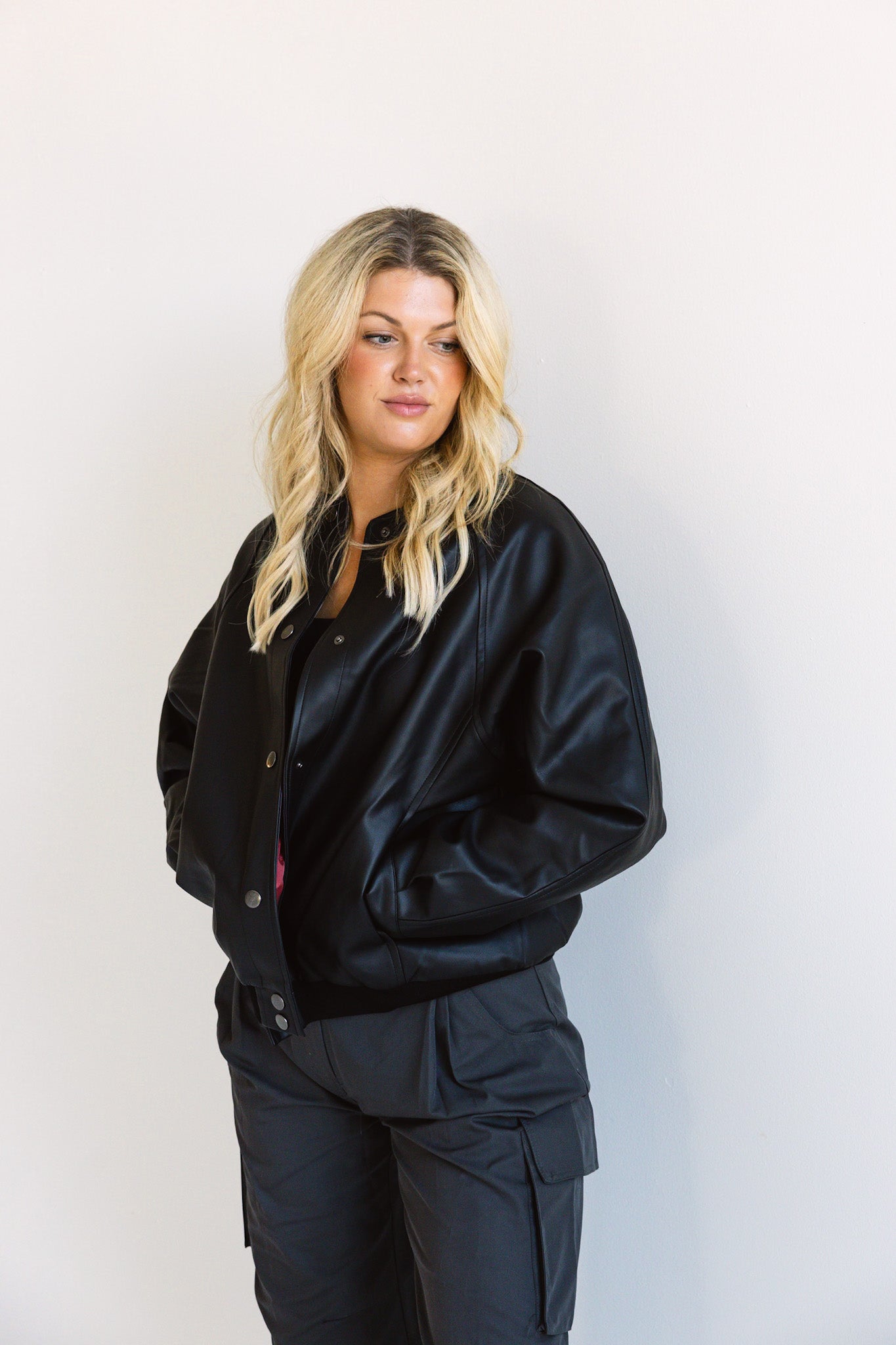 Black Leather Bomber Jacket