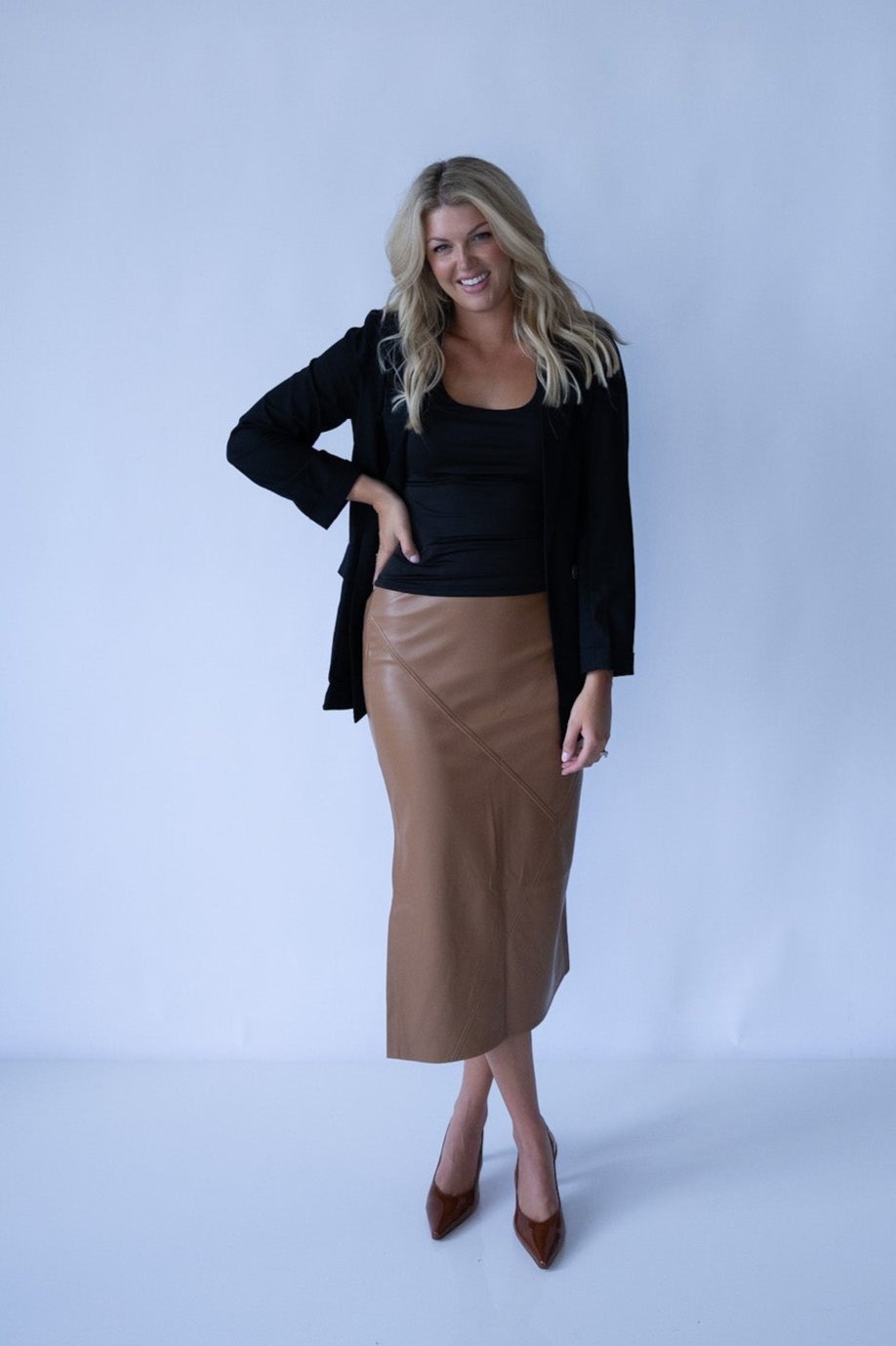 The Luxe Faux Leather Midi Skirt