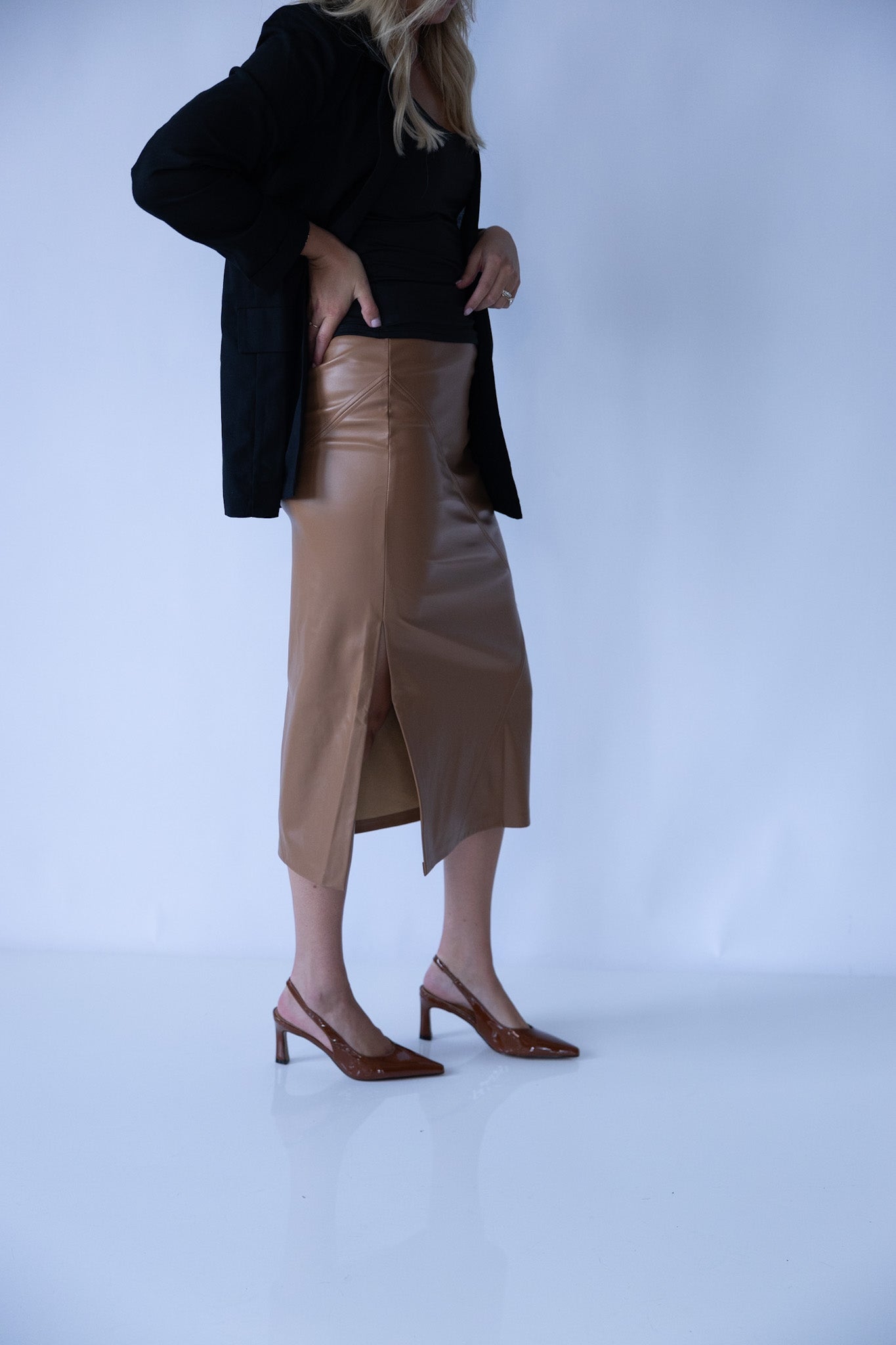 The Luxe Faux Leather Midi Skirt