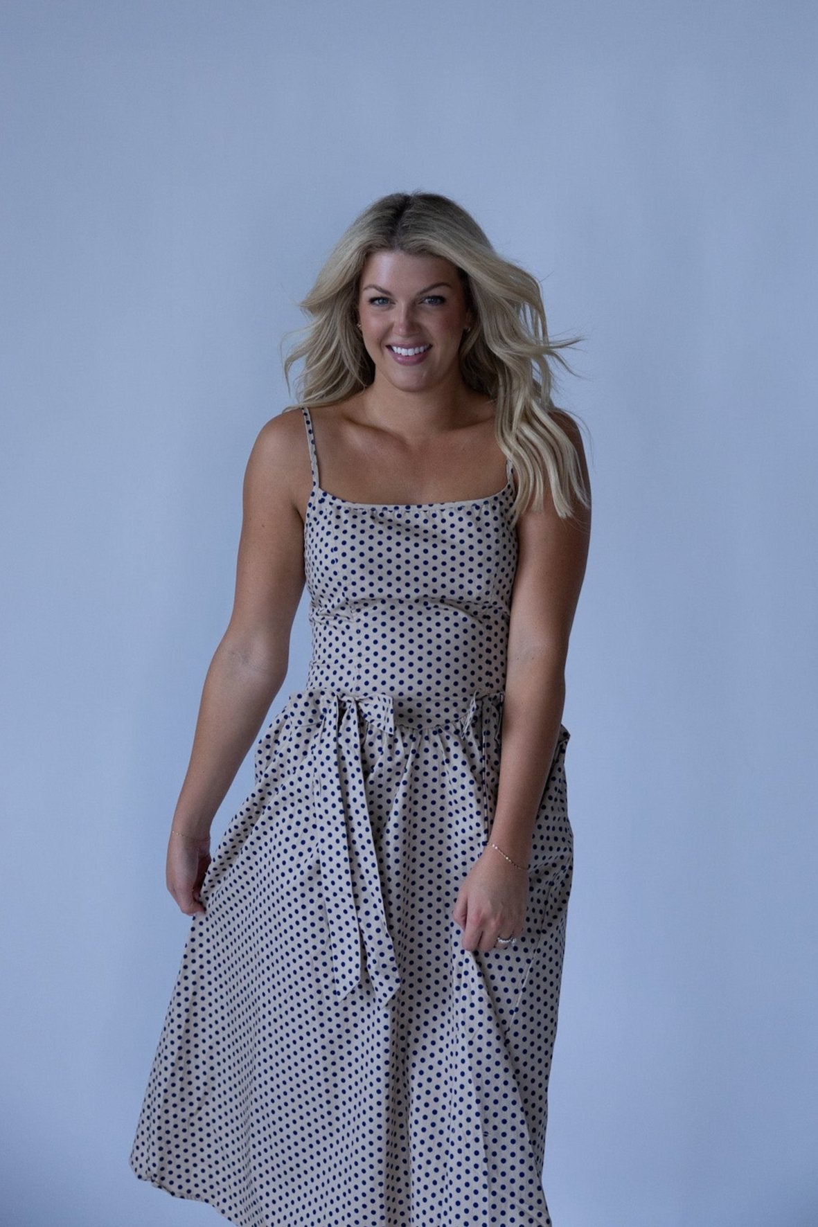 Navy Polka Dot Bow Dress